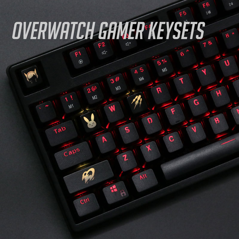 Keyboard Gaming Black - 4 ピース/セットキーセットバックライト OW キーキャップ ABS エッチングキーキャップシャインスルーオーバーウォッチゲーマーメカニカルキーボード
