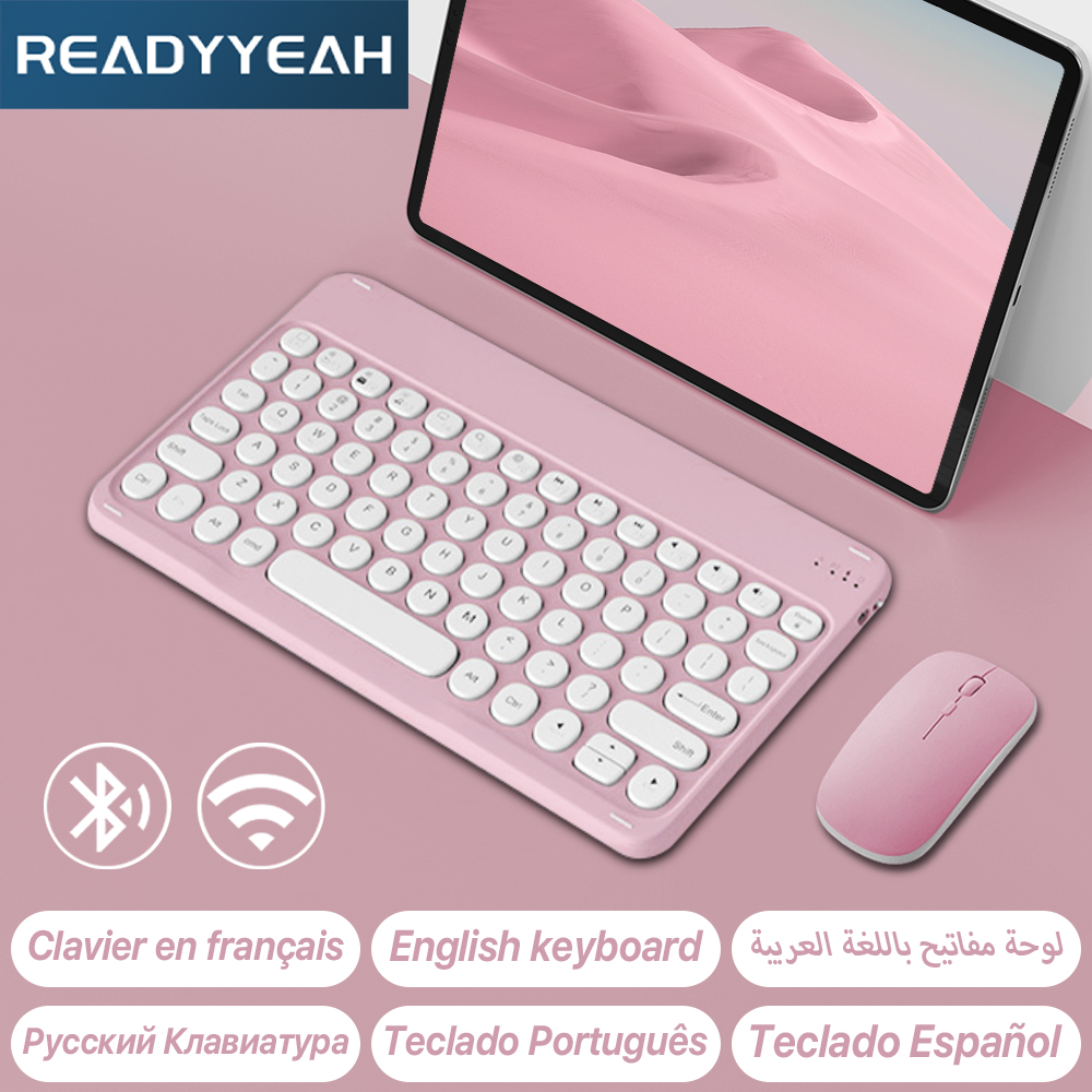 Gaming Keyboard Wireless - Apple, Samsung, iPad, iPhone,タブレット用のBluetoothワイヤレスキーボードとマウス,スペイン語,ポルトガル語,ロシア語,フランス語版