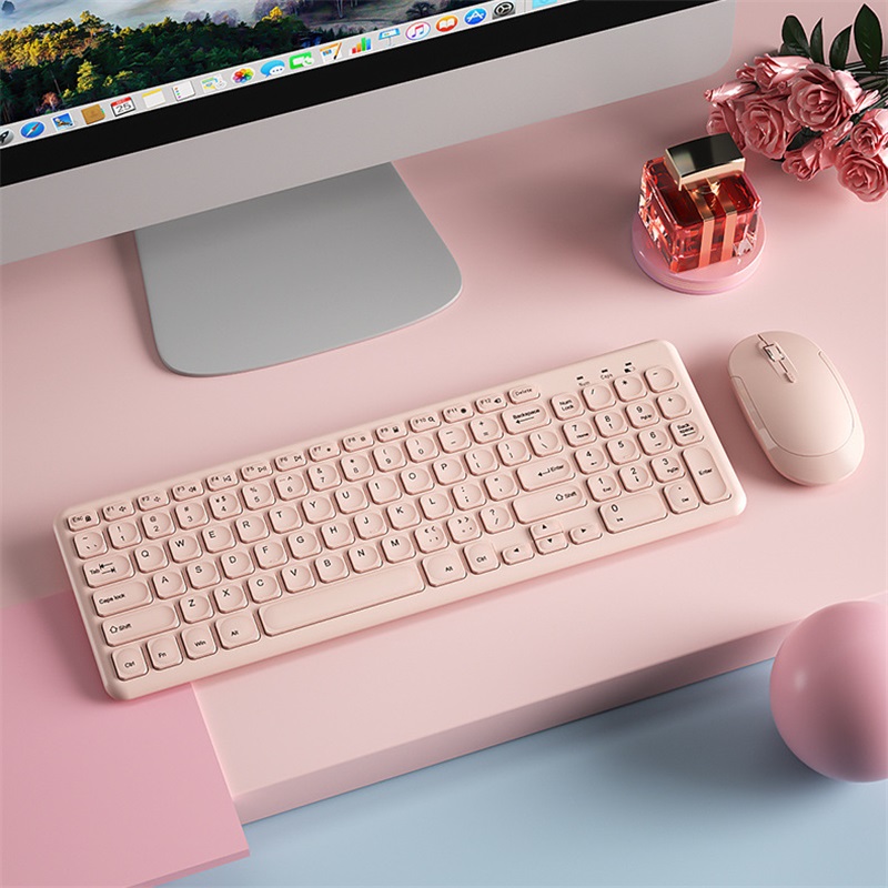 Gaming Keyboard Ergonomics - ファッションワイヤレスキーボードとマウスコンボゲーマーサイレントキーボードマウスセット超薄型オフィス PC 人間工学に基づいたゲームピンクキーパッド