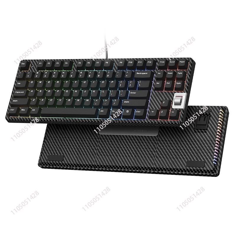 Gaming Keyboard Mechanical - F87 ウォールナット 75% 有線ゲーミングメカニカルキーボード サイドプリントバックライトプログラムキーボード プリルブホワイトスイッチ搭載