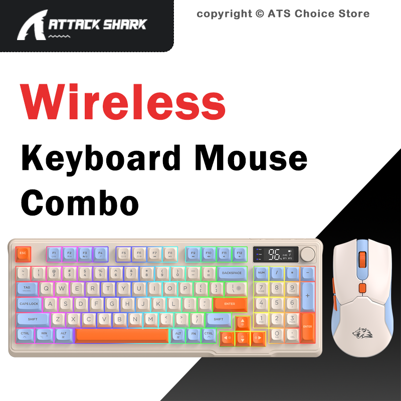 Gaming Keyboard And Mouse Combo Wireless - FREEWOLF T96 ワイヤレスキーボードマウスコンボ、96キーRGBキーボードマウスセット、スマートスクリーンBluetoothキーボードマウスキット（ゲーミング用）