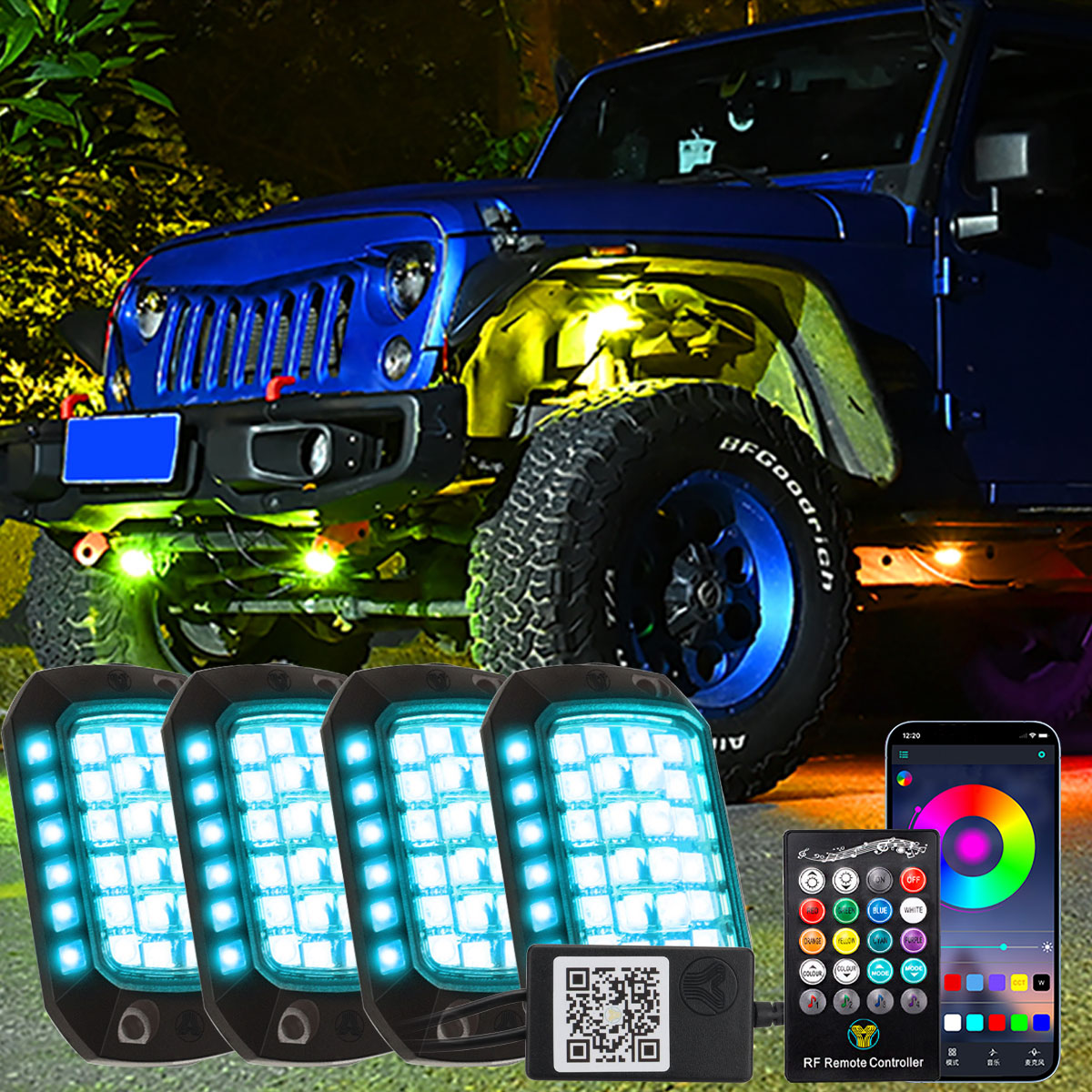 Rgb Underglow Strip - 車の RGB LED シャーシライトストリップ 4/8/12 で