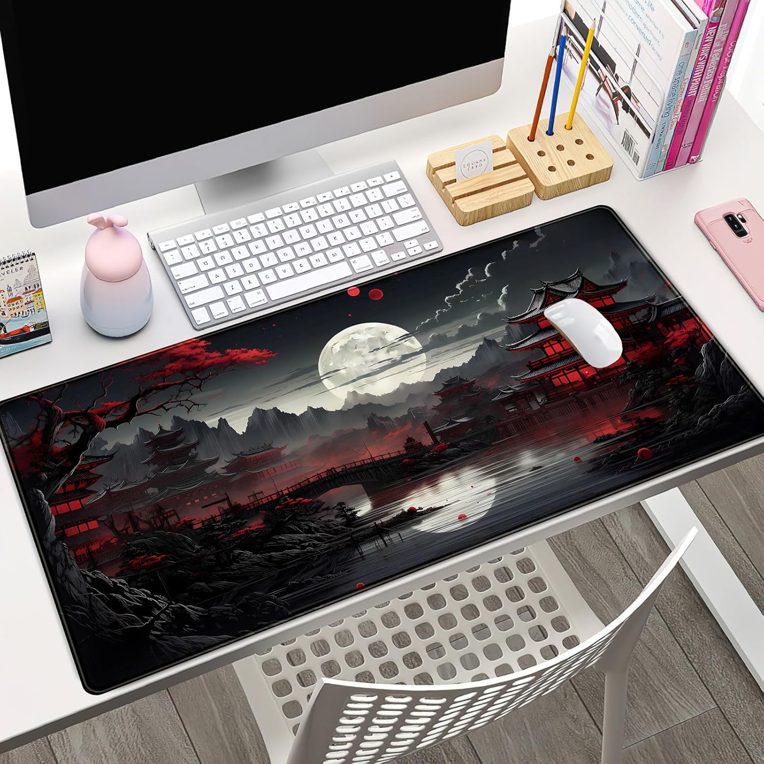 日本のデスクマット川辺満月デスクパッド大型マウスパッドゲーム - Gaming Keyboard And Mouse のレビューと価格