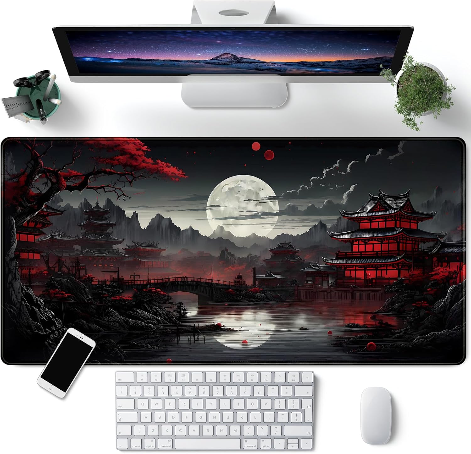日本のデスクマット川辺満月デスクパッド大型マウスパッドゲーム - Gaming Keyboard And Mouse のレビューと価格