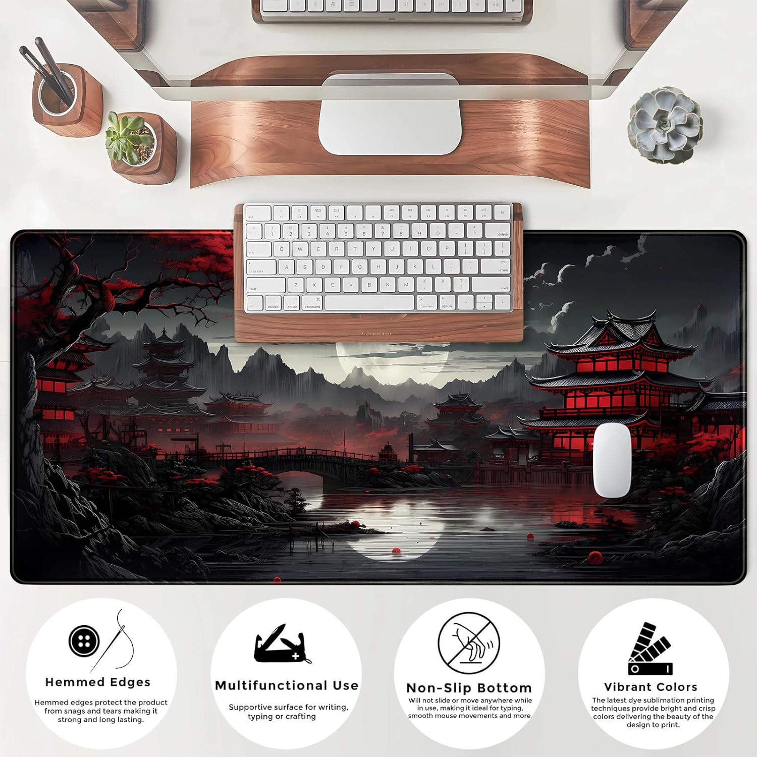 日本のデスクマット川辺満月デスクパッド大型マウスパッドゲーム - Gaming Keyboard And Mouse のレビューと価格
