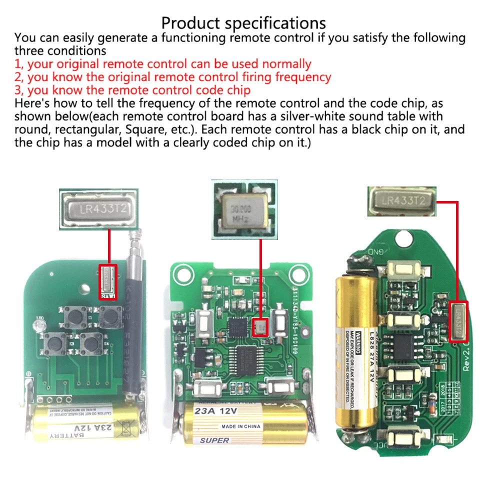 KEBIDU ユニバーサルリモコン 433MHz 330MH - Switch Opener Tool のレビューと価格