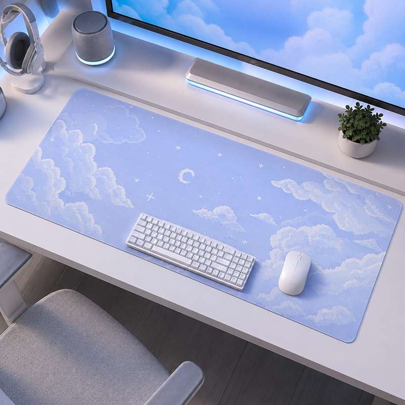 マウスパッド ブルームーンクラウドスカイ ゲーミングプリント - Gaming Keyboard Blue のレビューと価格