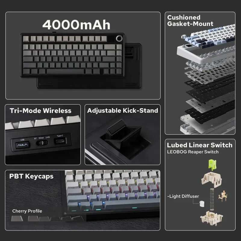 AULA F75 Max メカニカルキーボード 75% レイ - Gaming Keyboard Mechanical のレビューと価格