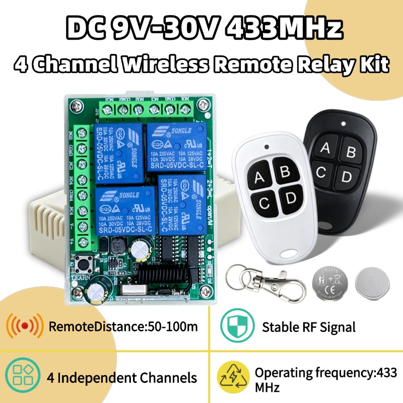 433MHzユニバーサルワイヤレスリモコン DC 12V 4 - Switch Opener Tool のレビューと価格