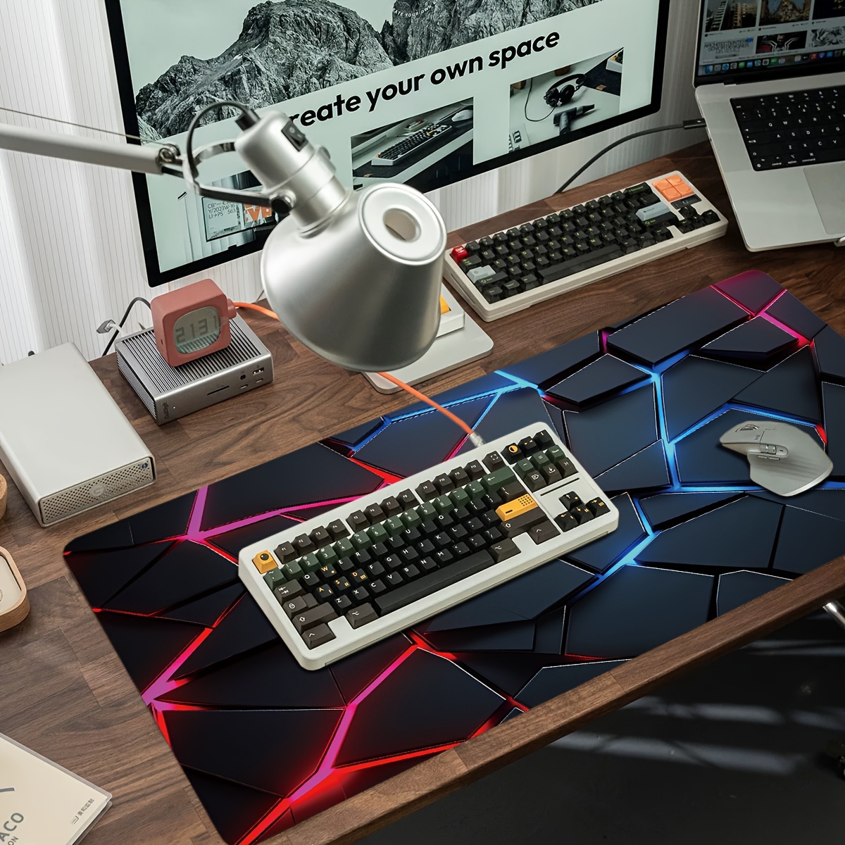 大型ゲーミングマウスパッド 90x40 赤青グラデーションデ - Gaming Keyboard Blue のレビューと価格