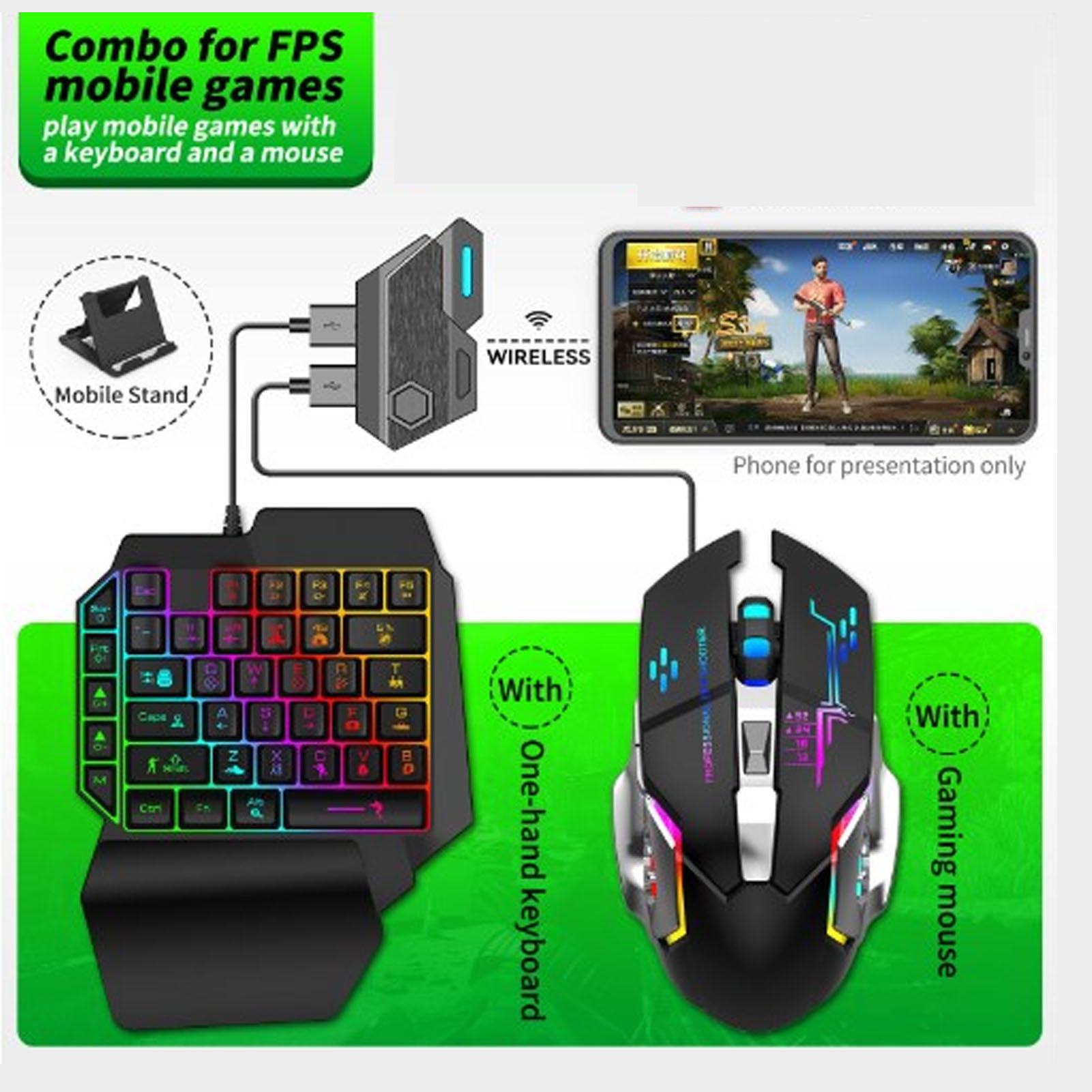 モバイルゲームコンボパック Bluetooth接続 片手キー - Gaming Keyboard Bluetooth のレビューと価格