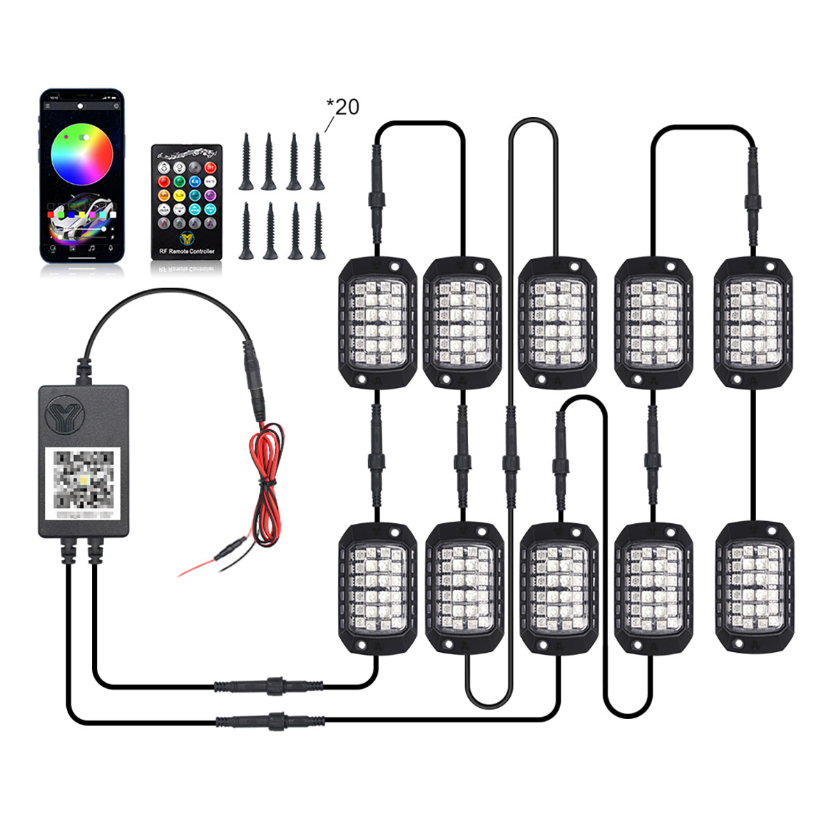 車の RGB LED シャーシライトストリップ 4/8/12 - Rgb Underglow Strip のレビューと価格
