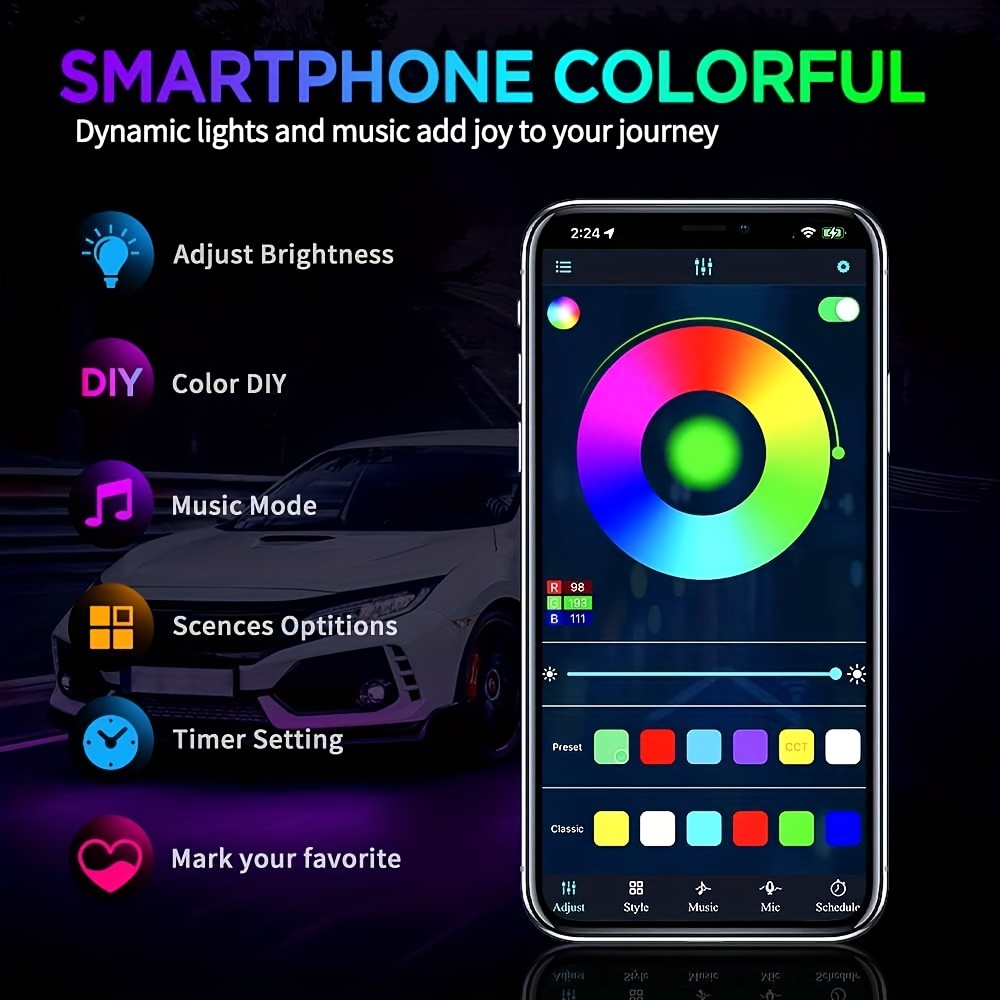 RGB 柔軟な車のアンダーグローライトストリップ 12V L - Rgb Underglow Strip のレビューと価格