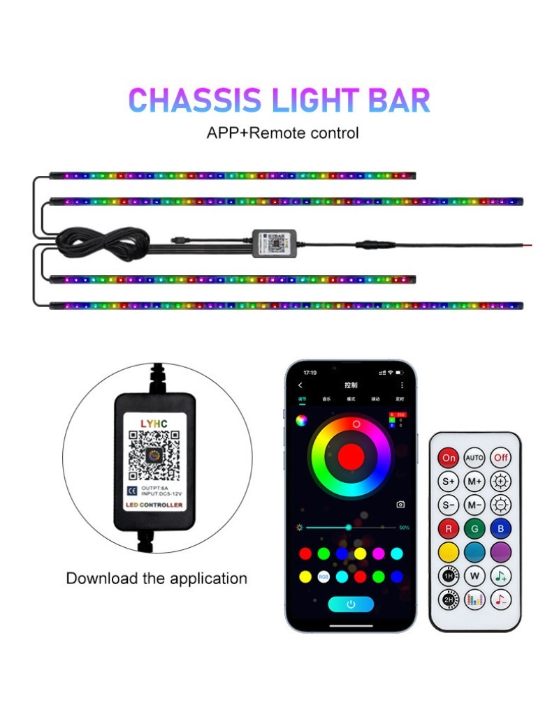 4in1 車用フレキシブルアンダーグローストリップライト L - Rgb Underglow Strip のレビューと価格