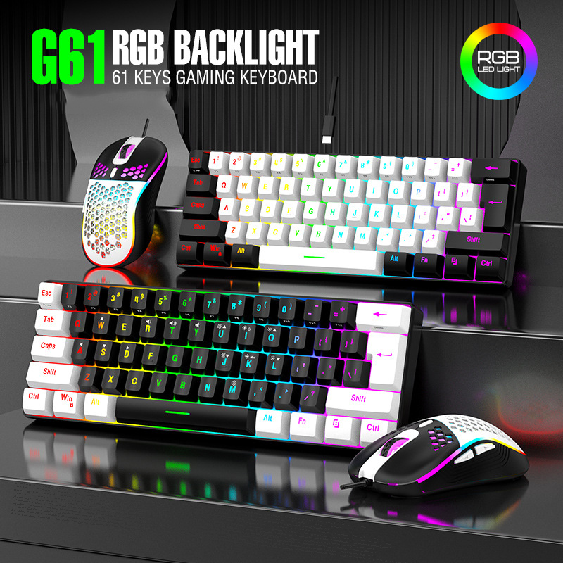 キーボードとマウスセット 60% RGB ゲーミングキーボー - Keyboard Mouse Bundle Gaming のレビューと価格